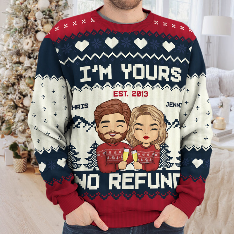 All Of Me Is Yours - Couple Personalized Custom Ugly Sweatshirt - Unisex Wool Jumper - Christmas Gift For Husband Wife, Anniversary