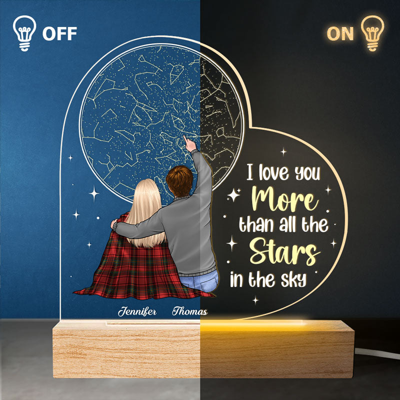 You Are All My Stars - Couple Personalized Custom Heart Shaped 3D LED Light - Gift For Husband Wife, Anniversary