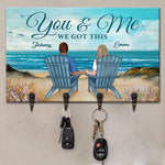 We Are Here, Together - Couple Personalized Custom Rectangle Shaped Key Hanger, Key Holder - Gift For Husband Wife, Anniversary