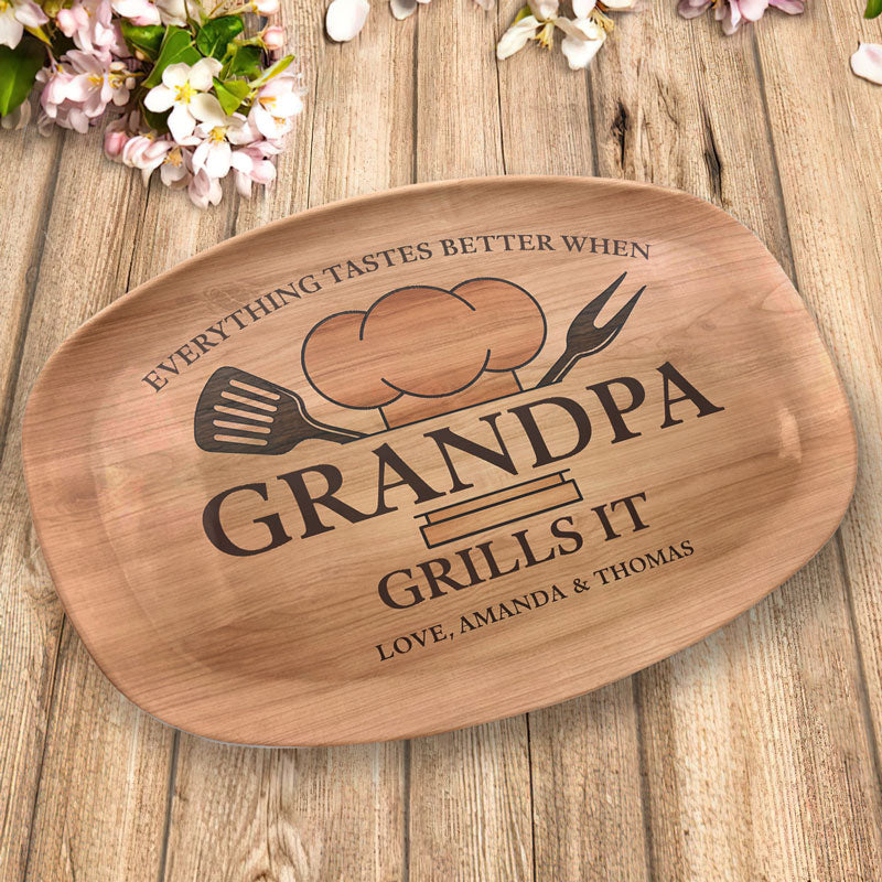 Gift From Grandkids, Personalized Grilling Plate, Grill Gifts, BBQ