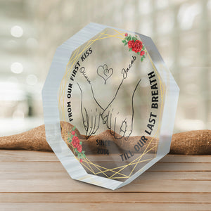 From Our First Kiss - Couple Personalized Custom Nonagon Shaped Acrylic Plaque - Gift For Husband Wife, Anniversary