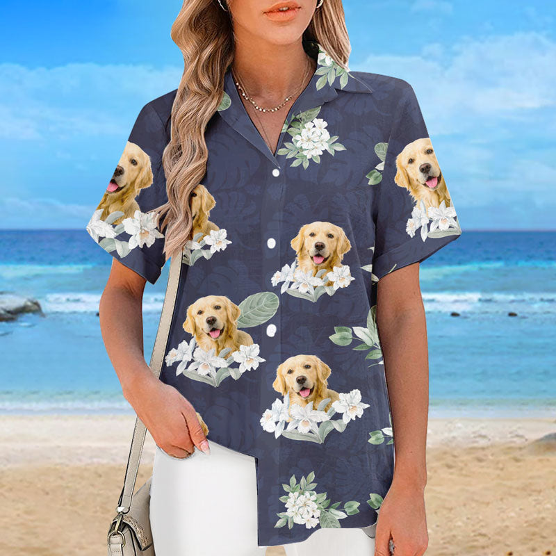 Custom Photo Living That Hawaii Life - Dog & Cat Personalized Custom Unisex Tropical Hawaiian Aloha Shirt - Summer Vacation Gift, Gift For Pet Owners, Pet Lovers