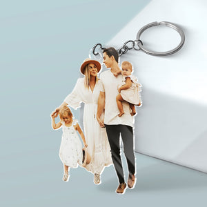 Custom Photo Home Sweet Home - Family Personalized Custom Shaped Acrylic Keychain - Gift For Family Members