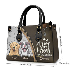 Dog Kisses Fix Everything - Dog Personalized Custom Leather Handbag - Gift For Pet Owners, Pet Lovers