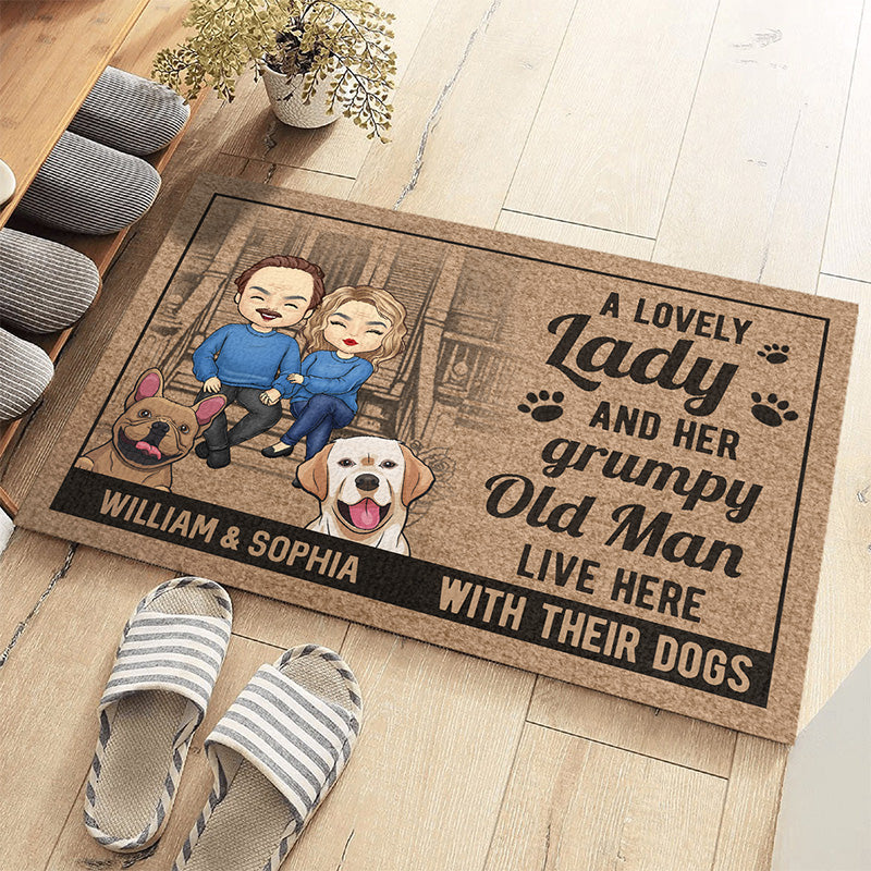 You Me And The Dogs - Couple Personalized Custom Home Decor Decorative Mat - Gift For Husband Wife, Pet Owners, Pet Lovers