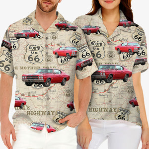 Photo personnalisée sur la route - Chemise hawaïenne unisexe personnalisée pour la famille - Cadeau pour la fête des pères