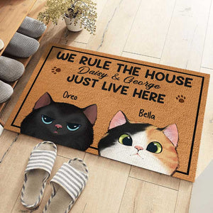 Cats Make The Rule In This House - Cat Personalized Custom Decorative Mat - Gift For Pet Owners, Pet Lovers