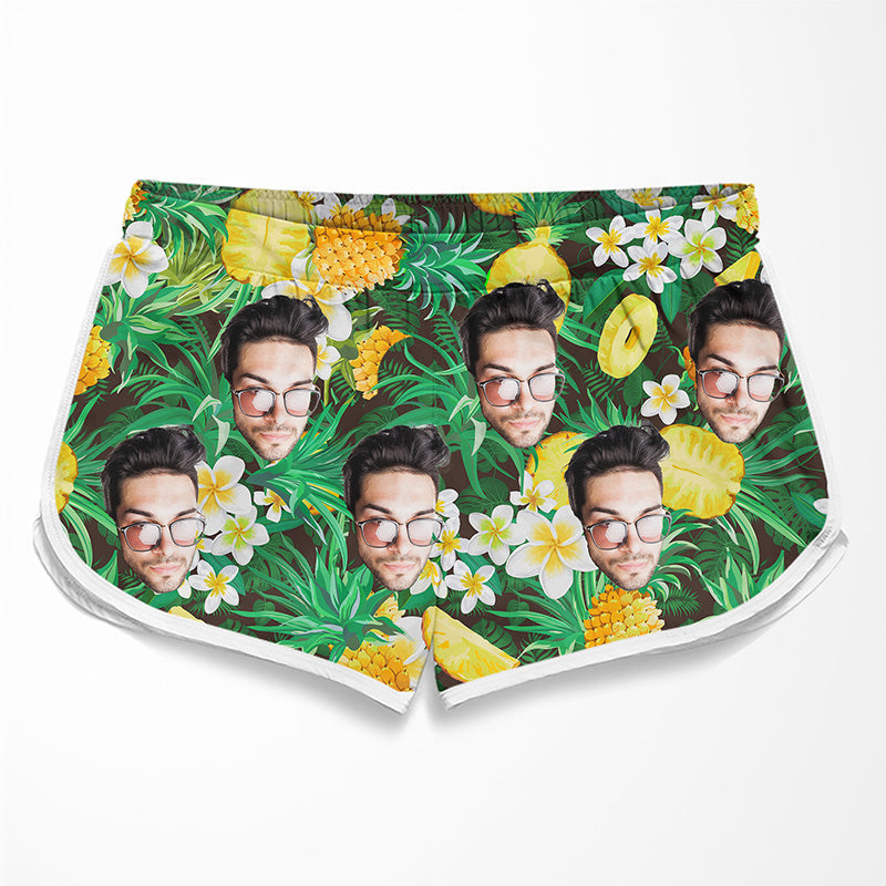 Custom Photo Tropical Island - Personalized Couple Beach Shorts - Gift For Couples, Husband Wife