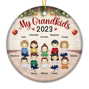 My Grandkids Are My Favorite - Family Personalized Custom Ornament - Ceramic Round Shaped - Christmas Gift For Family Members