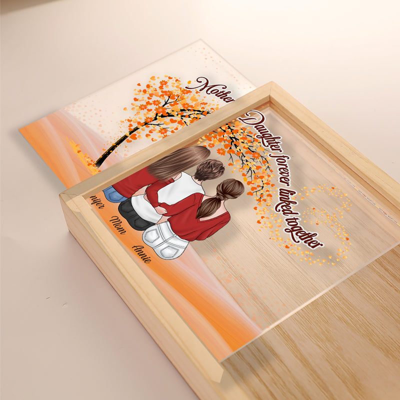 Mother & Daughters, Our Love Knows No Distance - Family Personalized Custom Frame Light Box - Birthday Gift For Mom