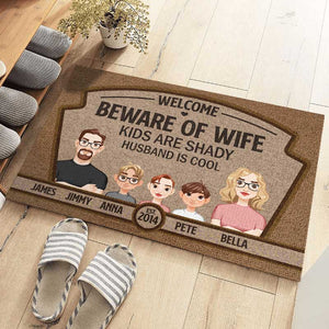 Welcome Family Kids Are Shady - Family Personalized Custom Home Decor Decorative Mat - Gift For Family Members