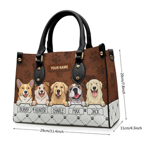 My Pet Is My Therapy - Dog & Cat Personalized Custom Leather Handbag - Gift For Pet Owners, Pet Lovers