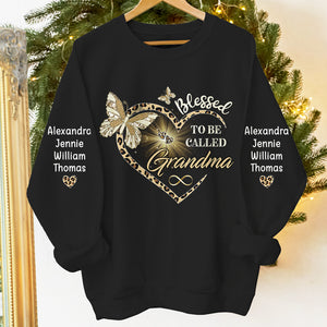 Blessed To Be Call Grandma - Family Personalized Custom Unisex Sweatshirt With Design On Sleeve - Christmas Gift For Mom, Grandma