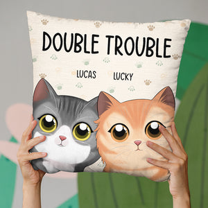 Double Trouble - Cat Personalized Custom Pillow - Gift For Pet Owners, Pet Lovers