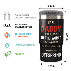 We’re Glad That We Came Out Of Yours - Family Personalized Custom Can Cooler - Father's Day, Birthday Gift For Dad