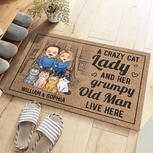 You Me And The Cats - Couple Personalized Custom Home Decor Decorative Mat - Gift For Husband Wife, Pet Owners, Pet Lovers