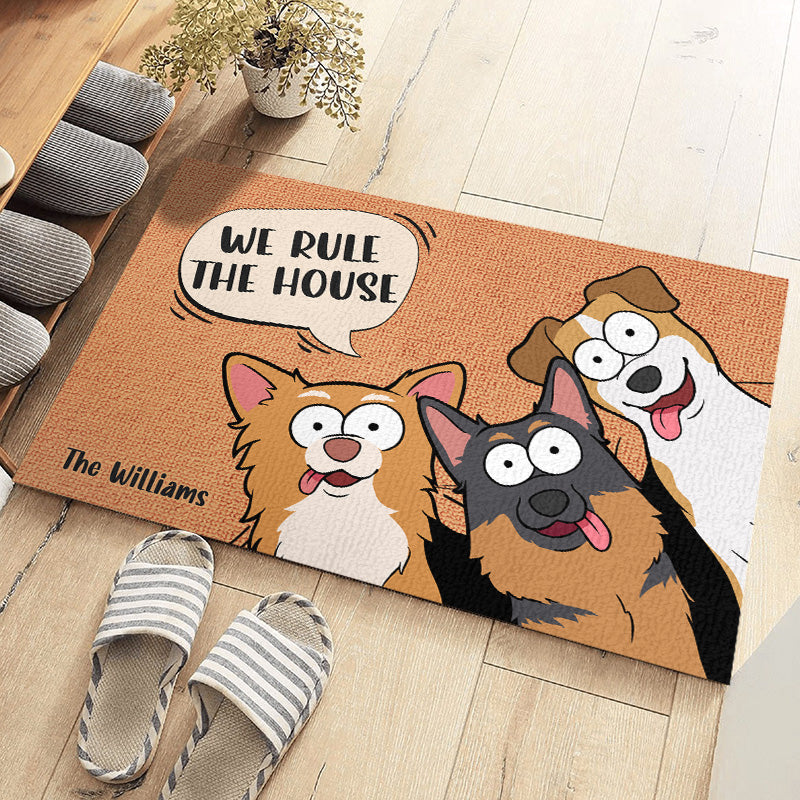 Who Runs The HouseDogs Funny Doormat