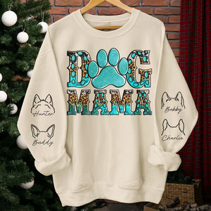 Dog Mama - Dog Personalized Custom Unisex Sweatshirt With Design On Sleeve - Gift For Pet Owners, Pet Lovers