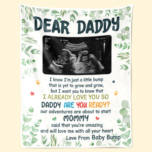 Custom Photo Love You, From Your Little Bump - Family Personalized Custom Baby Blanket - Baby Shower Gift, Gift For First Dad