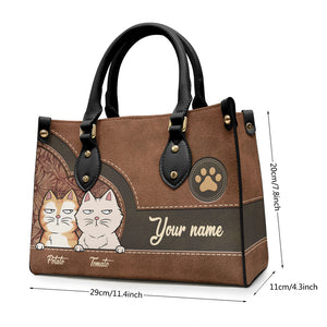 Hot Dogs And Cool Cats - Dog & Cat Personalized Custom Leather Handbag - Gift For Pet Owners, Pet Lovers