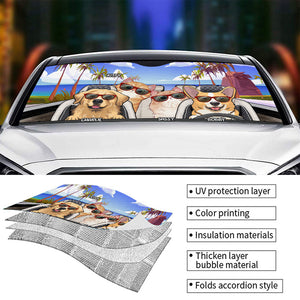 Let's Go My Stupid Heart - Dog & Cat Personalized Custom Auto Windshield Sunshade, Car Window Protector - Gift For Pet Owners, Pet Lovers