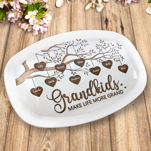 Grandchildren Are The Greatest Blessing - Family Personalized Custom Platter - Mother's Day, Birthday Gift For Grandma