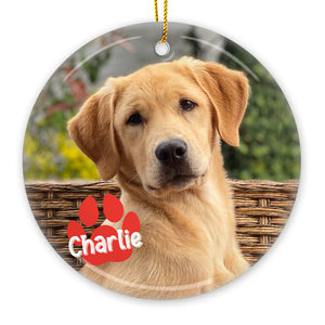 Custom Photo Walk Beside Us Everyday - Memorial Personalized Custom Ornament - Ceramic Round Shaped - Christmas Gift, Sympathy Gift For Pet Owners, Pet Lovers