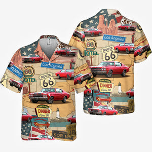 Photo personnalisée sur la route - Chemise hawaïenne unisexe personnalisée pour la famille - Cadeau pour la fête des pères