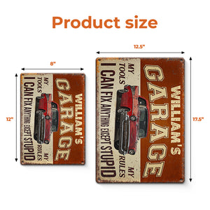 Custom Photo My Garage, My Tools, My Rules - Family Personalized Custom Garage Metal Sign - Father's Day Gift, Gift For Him