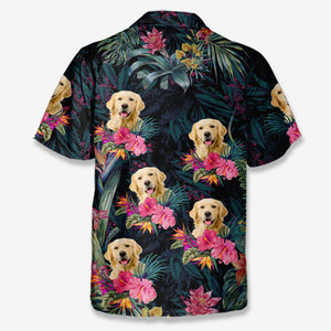 Custom Photo I Live For Summer - Dog & Cat Personalized Custom Unisex Tropical Hawaiian Aloha Shirt - Summer Vacation Gift, Gift For Pet Owners, Pet Lovers
