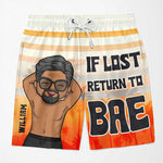 Return To Bae If Lost - Funny Personalized Custom Tropical Hawaiian Aloha Couple Beach Shorts - Summer Vacation Gift, Birthday Party Gift For Husband Wife