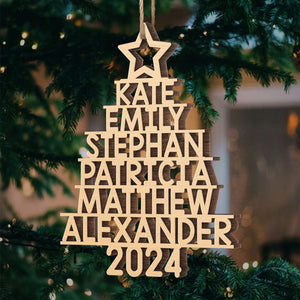 Christmas Family Tree - Family Personalized Custom Ornament - Wood Custom Shaped - Christmas Gift For Family Members