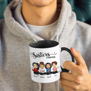 Always Sisters - Bestie Personalized Custom Accent Mug - Gift For Best Friends, BFF, Sisters