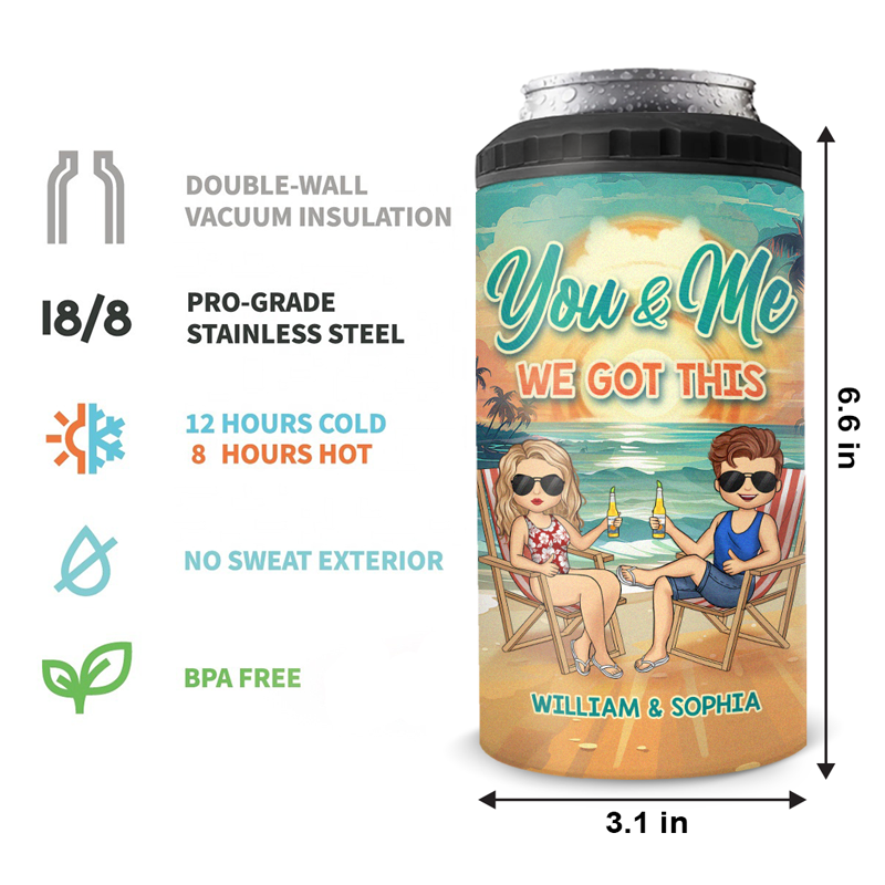 Husband & Wife Drinking Buddies For Life - Couple Personalized Custom 4 In 1 Can Cooler Tumbler - Summer Vacation, Gift For Husband Wife, Anniversary