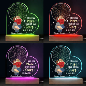 Love You More Than All The Stars - Couple Personalized Custom Heart Shaped 3D LED Light - Gift For Husband Wife, Anniversary