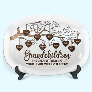 Grandchildren Are The Greatest Blessing - Family Personalized Custom Platter - Mother's Day, Birthday Gift For Grandma