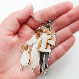 Custom Photo Home Sweet Home - Family Personalized Custom Shaped Acrylic Keychain - Gift For Family Members