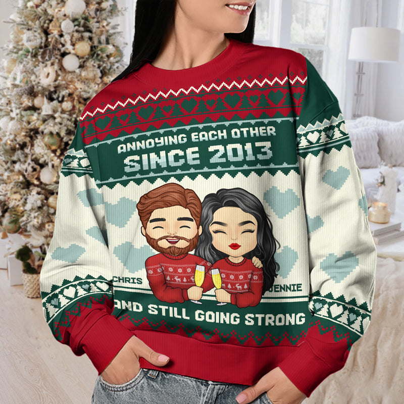 Marry Someone You Want To Annoy Forever - Couple Personalized Custom Ugly Sweatshirt - Unisex Wool Jumper - Christmas Gift For Husband Wife, Anniversary