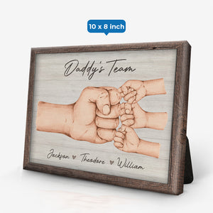 World Coolest Dad's Team - Family Personalized Custom Horizontal Easel Back Canvas - Father's Day, Birthday Gift For Dad