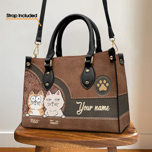 Hot Dogs And Cool Cats - Dog & Cat Personalized Custom Leather Handbag - Gift For Pet Owners, Pet Lovers