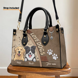 Dogs Make Our Lives Whole - Dog & Cat Personalized Custom Leather Handbag - Gift For Pet Owners, Pet Lovers