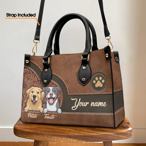 Life Is Better With Fur Baby - Dog & Cat Personalized Custom Leather Handbag - Gift For Pet Owners, Pet Lovers