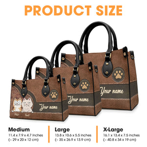 Hot Dogs And Cool Cats - Dog & Cat Personalized Custom Leather Handbag - Gift For Pet Owners, Pet Lovers