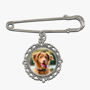 Custom Photo No Longer By My Side But Forever In My Heart - Memorial Personalized Custom Round Shaped Lapel Pin, Brooch - Sympathy Gift For Pet Owners, Pet Lovers
