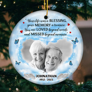 Custom Photo You Are Loved Beyond Words - Memorial Personalized Custom Ornament - Ceramic Round Shaped - Christmas Gift, Sympathy Gift For Family Members