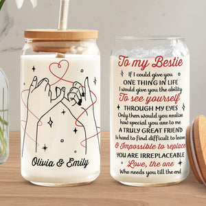 A Truly Great Friend Is Hard To Find - Bestie Personalized Custom Glass Cup, Iced Coffee Cup - Gift For Best Friends, BFF, Sisters