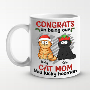 You Lucky Hooman - Cat Personalized Custom Mug - Christmas Gift For Pet Owners, Pet Lovers