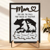 Mom You're The Piece That Holds Us Together - Family Personalized Custom 2-Layered Wooden Plaque With Stand - House Warming Gift For Mom, Grandma