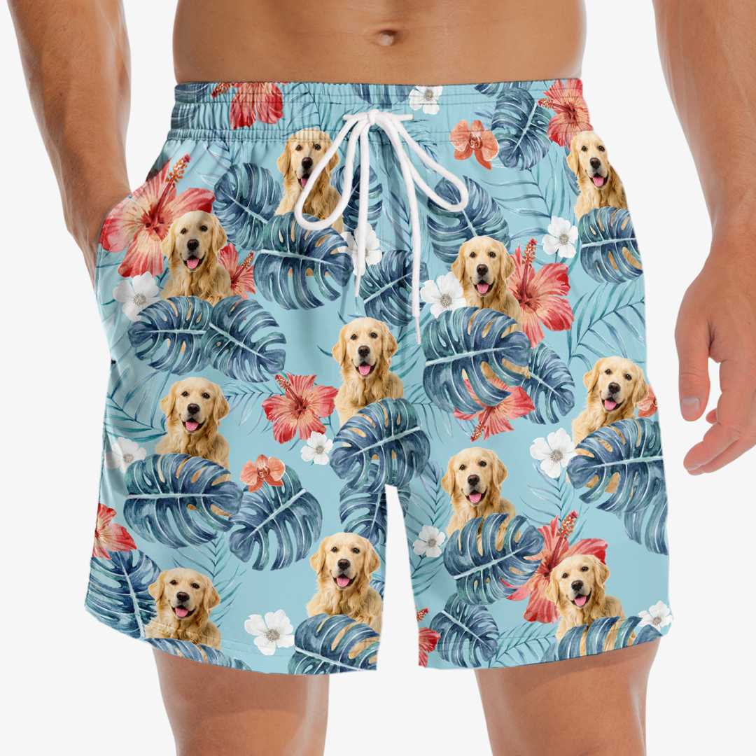 Custom Photo We All Need Vitamin Sea - Dog & Cat Personalized Custom Tropical Hawaiian Aloha Men Beach Shorts - Summer Vacation Gift, Birthday Party Gift For Pet Owners, Pet Lovers