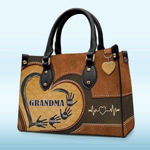 Grandma, We Always Love You - Family Personalized Custom Leather Handbag - Gift For Grandma